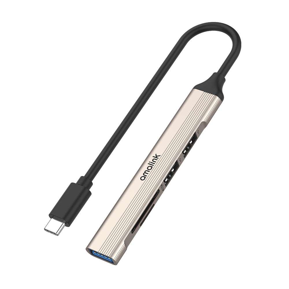 USB-C 2.0 Card Reader with 3-Port HUB
