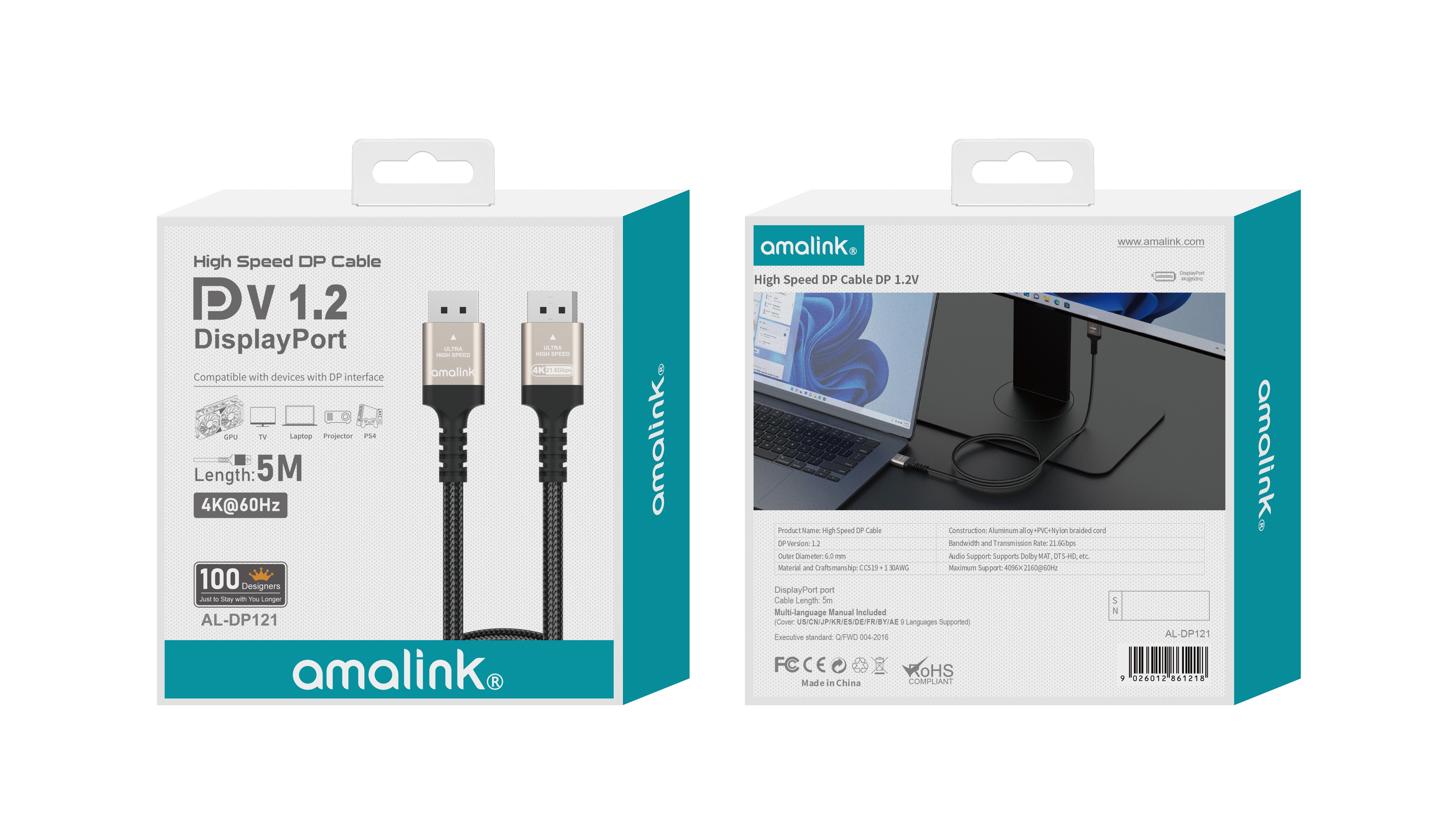 DP 4K60hz High Speed DP Cable DisplayPort V1.2 4K@60hz 18Gbps