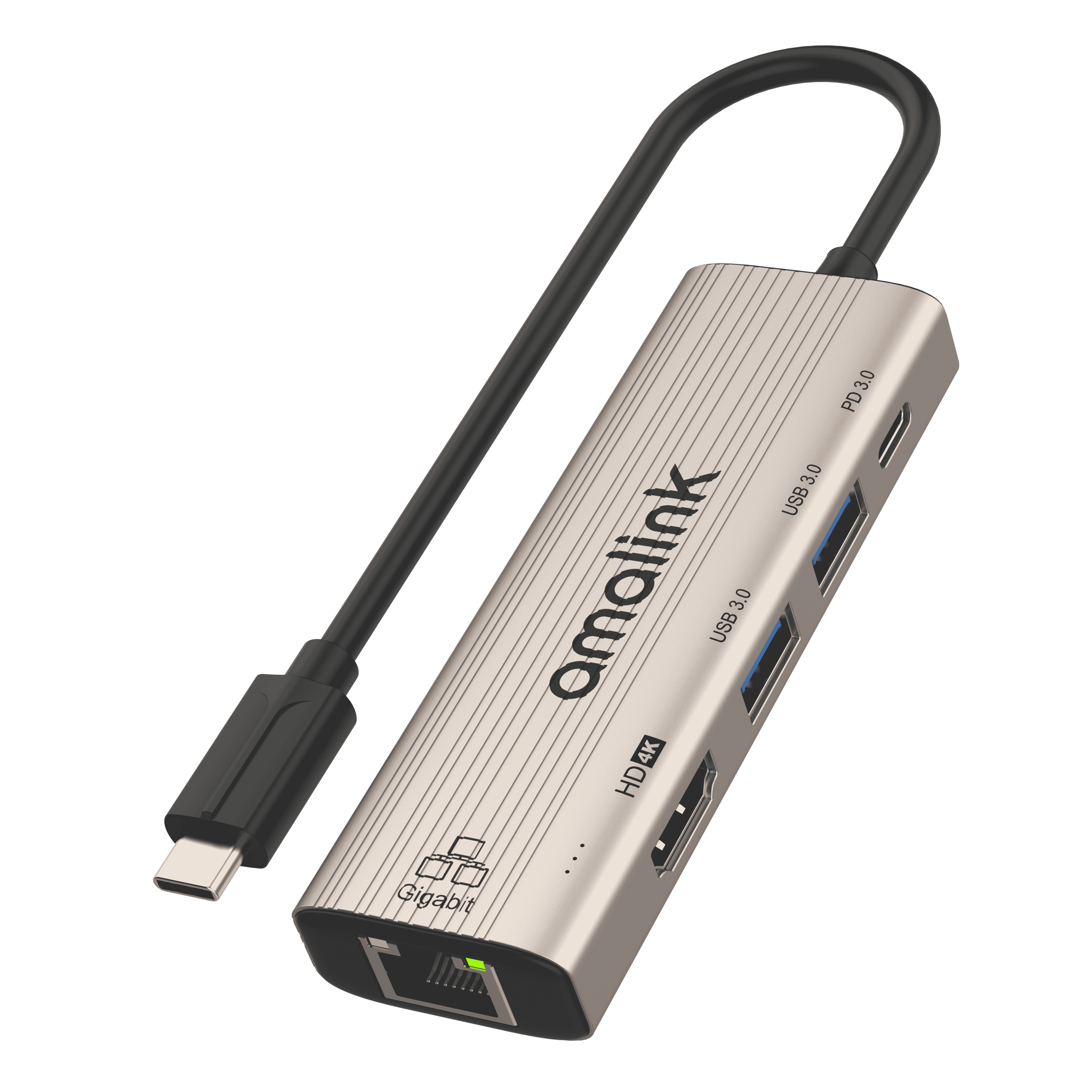 5 in 1 USB-C to HDMI Adapter with 1000M Network Card(USB 3.0*2)