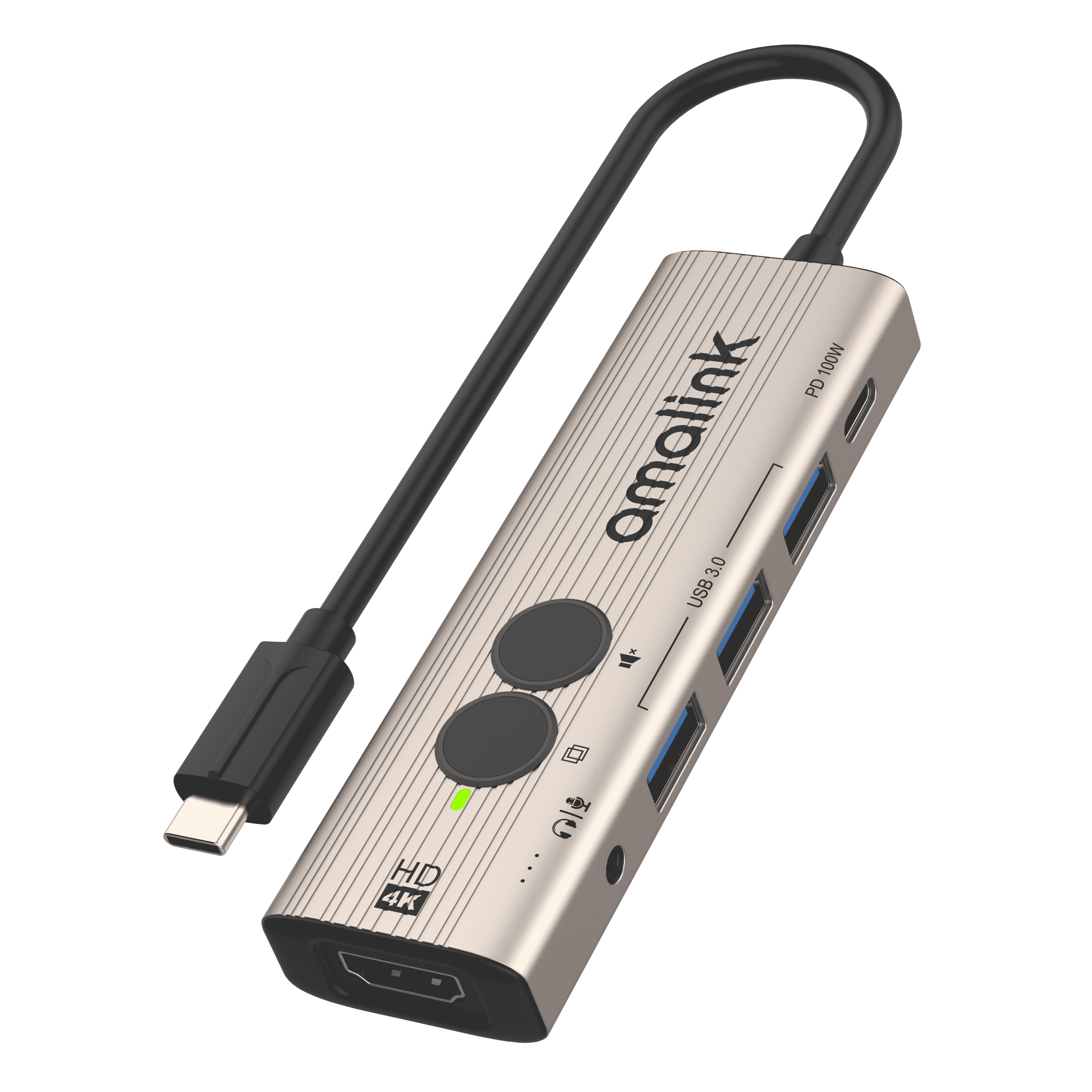 USB-C to HDMI Docking Station with Instant Screen-Off, One-Click mute